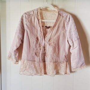 Quizz Bazaar Shabby Chic Lace Button Up Blouse